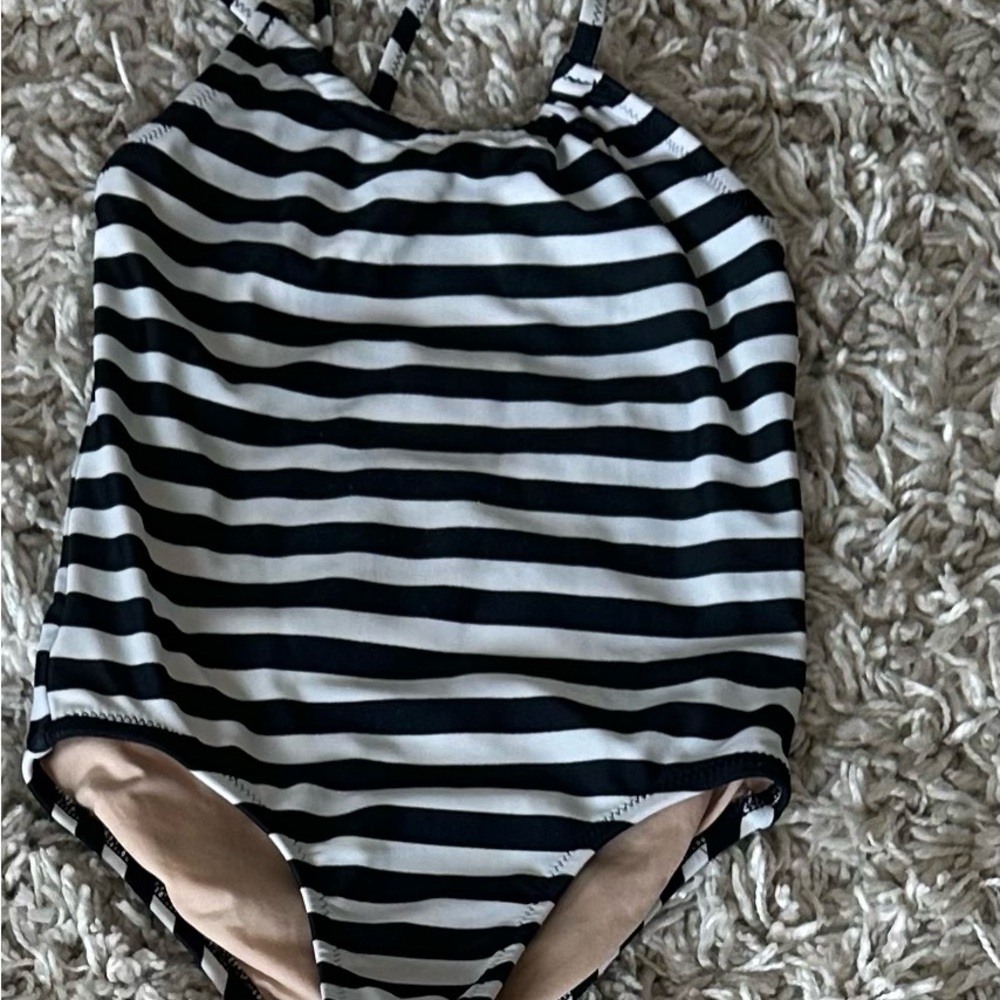 Crewcuts Black And White Striped Swim Suit